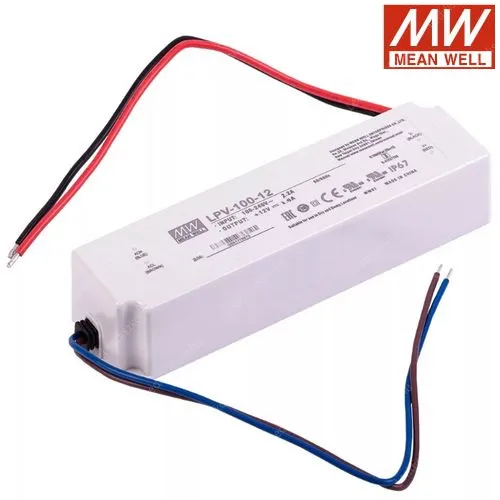 Led Mean Well tápegység LPV-100-12, 12V, 100W, 8A, IP67 vízálló, 2 év garancia! Led tápegység Meanwell LLTMWIP67LPV12V100W 2 év gar.
