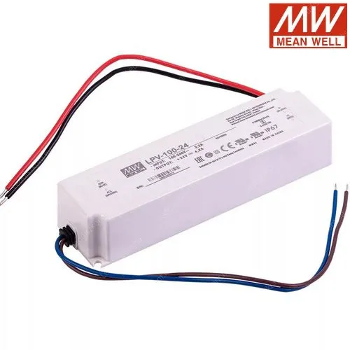 Led Mean Well tápegység LPV-100-24, 24V, 100W, 4A, IP67 vízálló, 2 év garancia! Led tápegység Meanwell LLTMWIP67LPV24V100W 2 év gar.