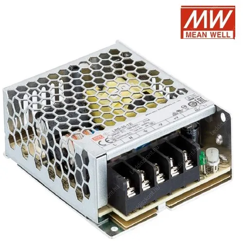 Led Mean Well tápegység LRS-35-12, 12V, 35W, 3A, 2 év garancia! Led tápegység Meanwell LLTMWLRS12V35W 3 év gar.