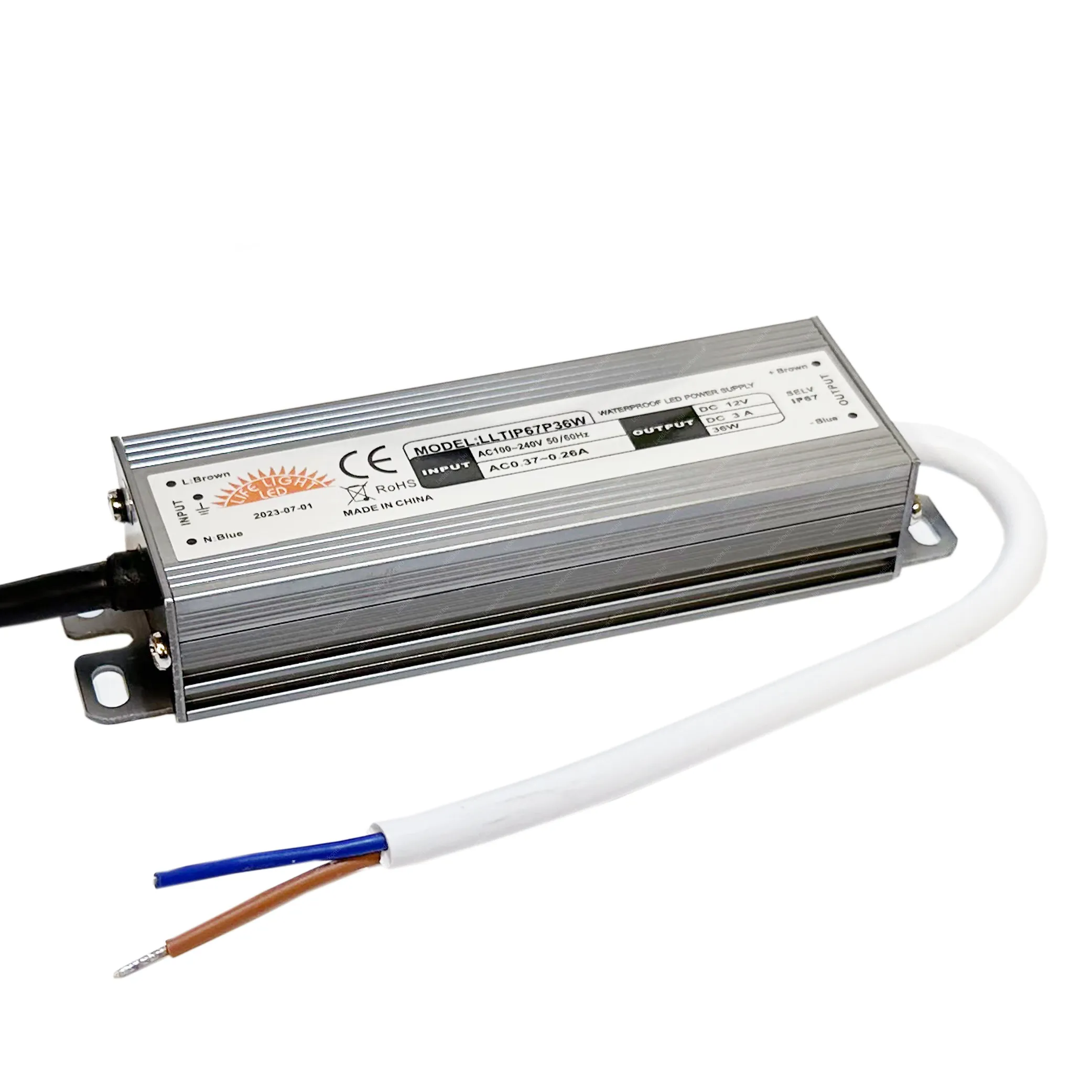 Led 36W DC tápegység, 3A, IP67 vízálló. Life Light Led 2 év garancia! Led tápegység, vízálló LLTIP67P36W 2 év gar.