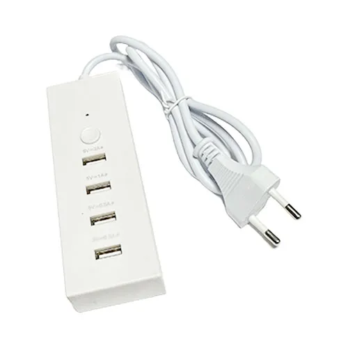 Hálózati töltő adapter 4 x USB port, 4A, USB-s karácsonyi termékekhez, led szalaghoz és ehhez a Wifi boxhoz: LLSZVWIFIBOXML. USB töltő LLTUSB4X5V3A 1 év gar.