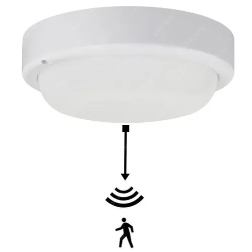 Led ufó lámpa mikrohullámú mozgásérzékelővel, csak sötét helyekre! 12W, 1400 Lumen, közép fehér. IP54 vízálló! Led ufó LLUFO12WIP54KORSENSW 2 év gar.