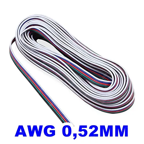 5 eres RGBW Led szalag vezeték 12V, AWG20, 0,52 mm2 keresztmetszetű. Life Light Led. Led szalaghoz vezeték LSZVEZETEKRGBWAWG20 1 év gar.