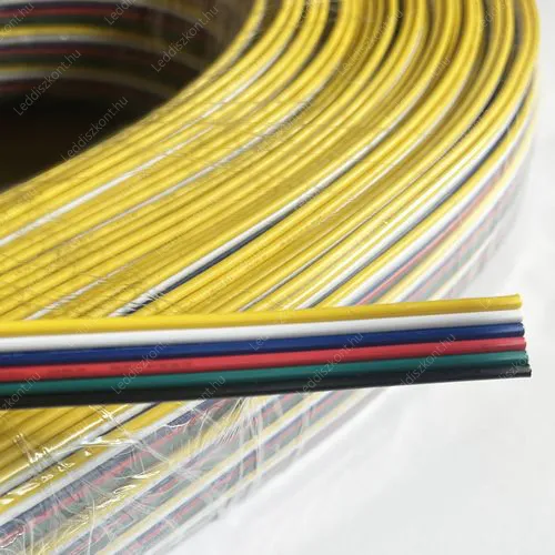 Led szalaghoz 6 eres vezeték 12V, RGBCCT led szalaghoz. Fekete ér a öt szín AWG20 0,52 mm2 keresztmetszetű. Led szalaghoz vezeték LSZVEZETEKRGBWCGW20 1 év gar.