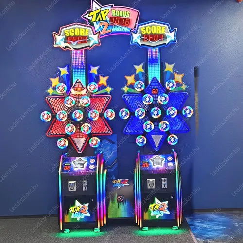 Tap 2 Win. Pénzbedobós szimulátor. Ügyességi, ütögetős játék gép, 2 személyes, állítható idő kerettel. Tap 2 Win