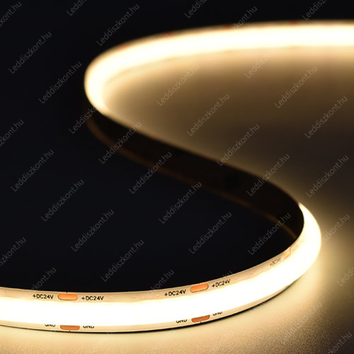 24V SOB Led szalag 12W, 1000 Lumen, 4000K, közép fehér, egyenletes vonalfény, IP67, vízálló, szaunába is! Led szalag LLSZ24VIP67SOB240L10WSWE 2 év gar.