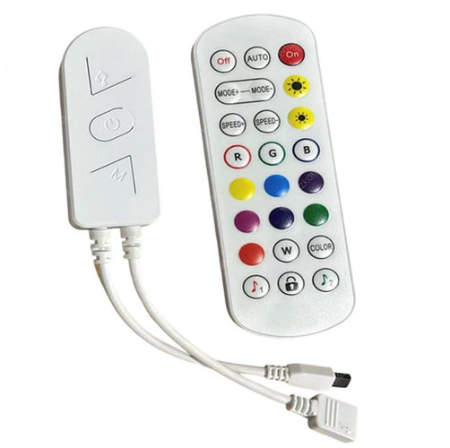 RGBW Led szalag vezérlő, 12V, 60W, infrás, 24 gomb +Bluetooth csoport vezérlő. Csak ehhez a szalaghoz: LLSZ5050C30L2835C30LRGBW Led vezérlő LLSZV5050C30L2835C30LRGBWTAV 2 év gar.